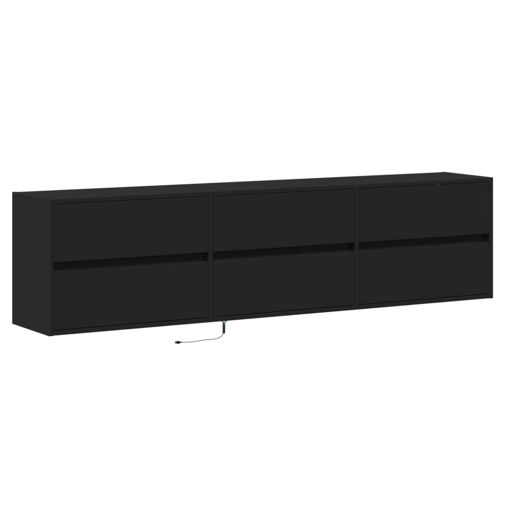 TV-Wandschrank mit LED Schwarz 180x31x45 cm