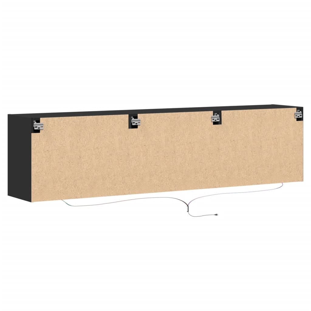 TV-Wandschrank mit LED Schwarz 180x31x45 cm