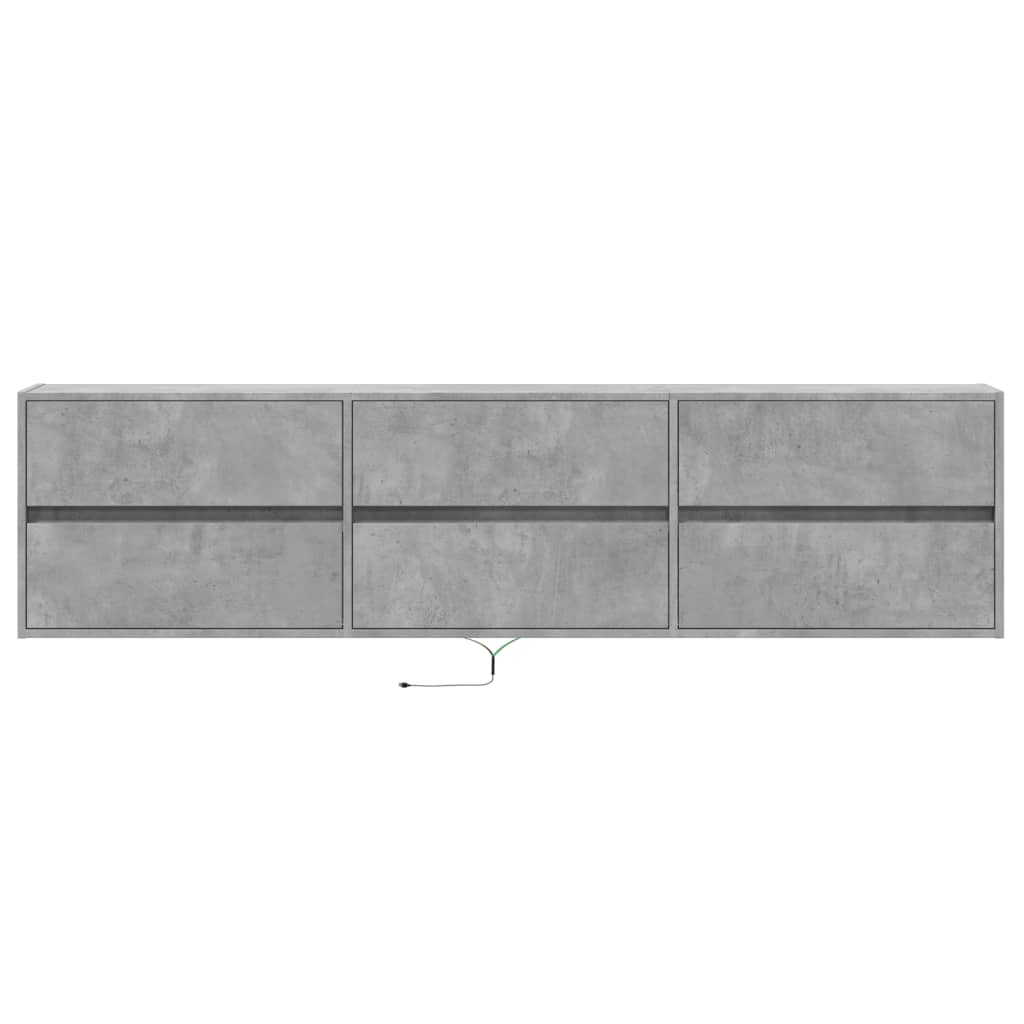 TV-Wandschrank mit LED Betongrau 180x31x45 cm