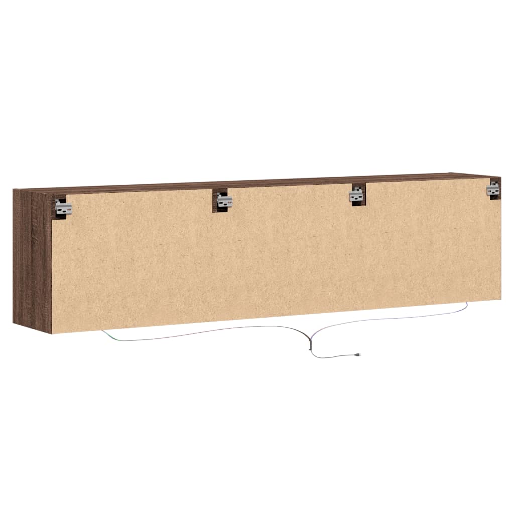 TV-Wandschrank mit LED Braun Eichen-Optik 180x31x45 cm