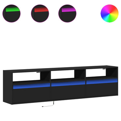 TV-Wandschrank mit LED Schwarz 180x31x45 cm