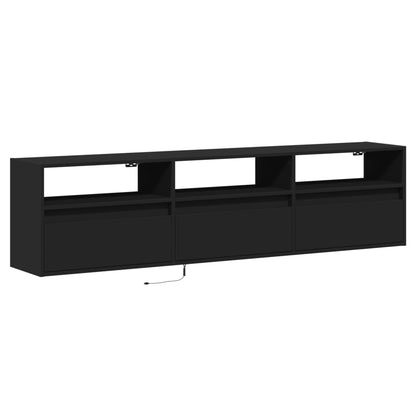 TV-Wandschrank mit LED Schwarz 180x31x45 cm