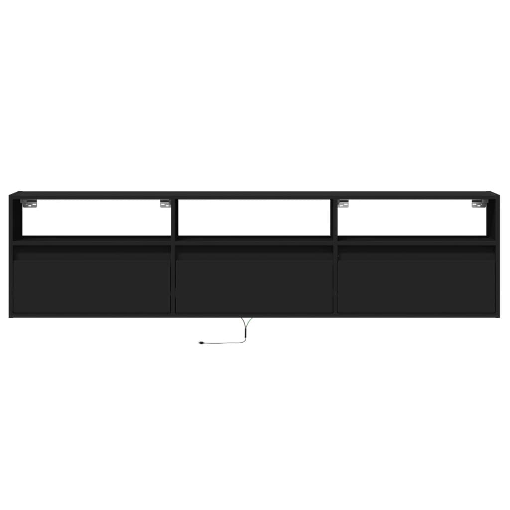 TV-Wandschrank mit LED Schwarz 180x31x45 cm