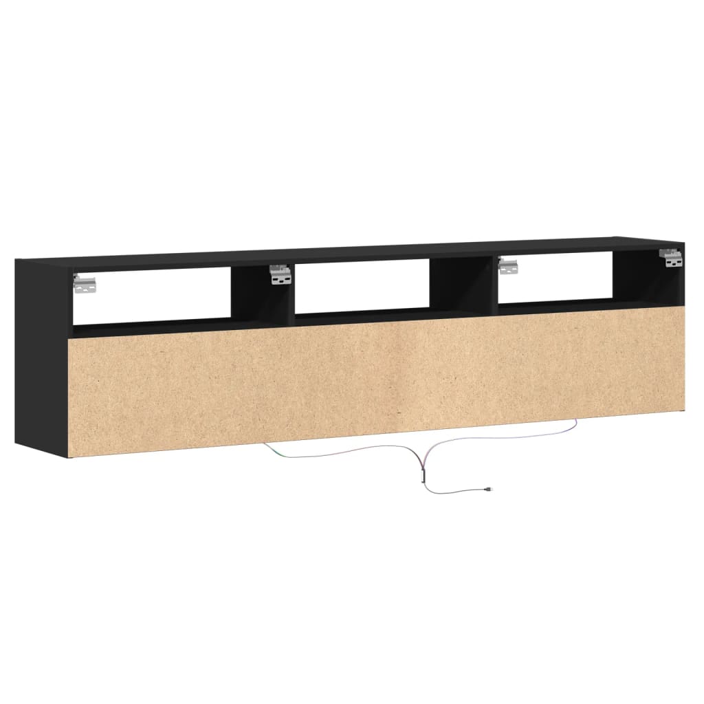 TV-Wandschrank mit LED Schwarz 180x31x45 cm
