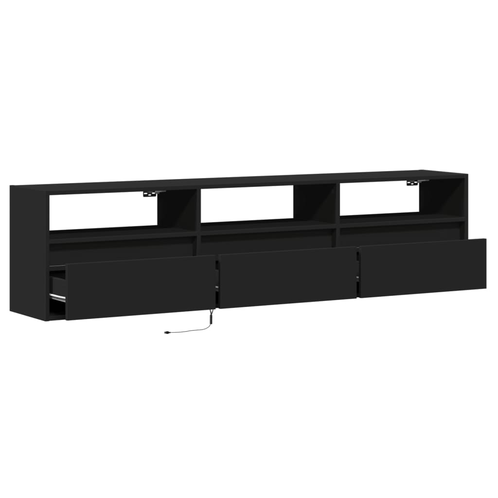TV-Wandschrank mit LED Schwarz 180x31x45 cm