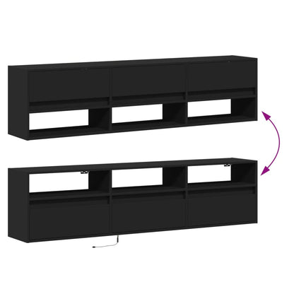 TV-Wandschrank mit LED Schwarz 180x31x45 cm