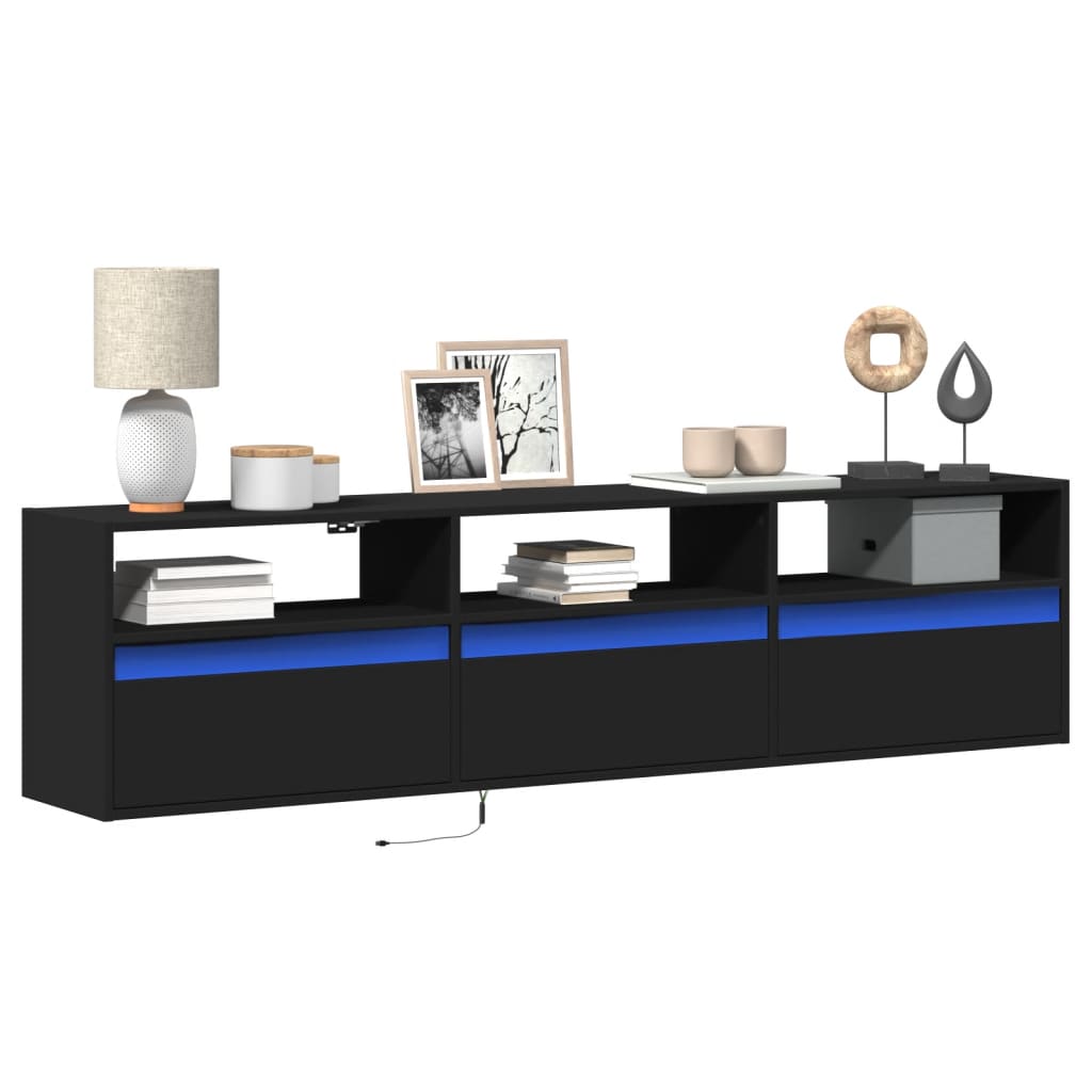 TV-Wandschrank mit LED Schwarz 180x31x45 cm