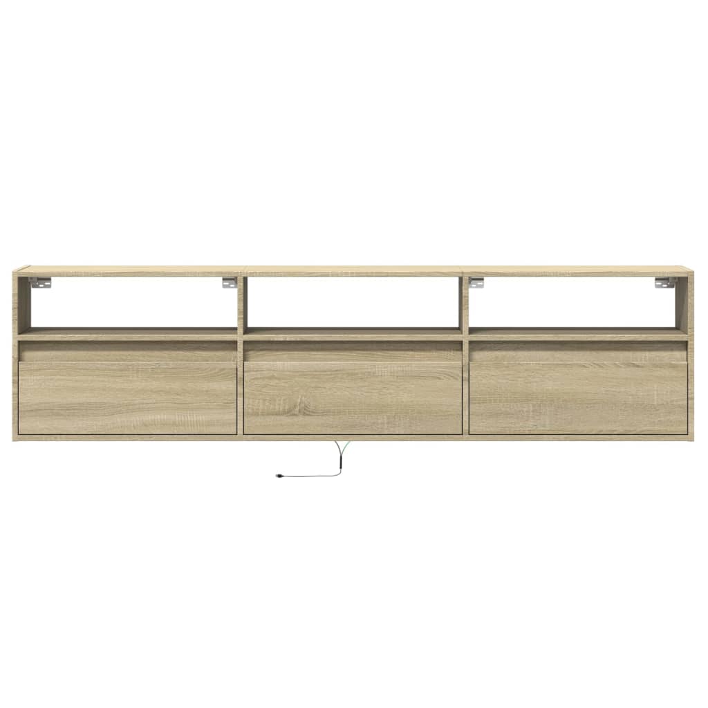 TV-Wandschrank mit LED Sonoma-Eiche 180x31x45 cm