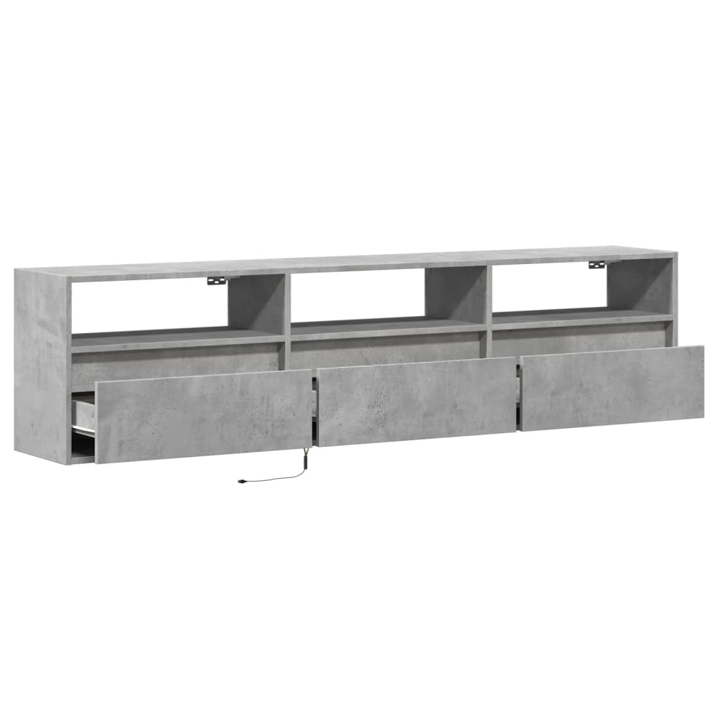 TV-Wandschrank mit LED Betongrau 180x31x45 cm