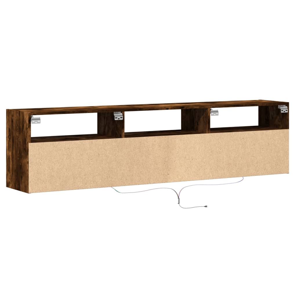 TV-Wandschrank mit LED Räuchereiche 180x31x45 cm