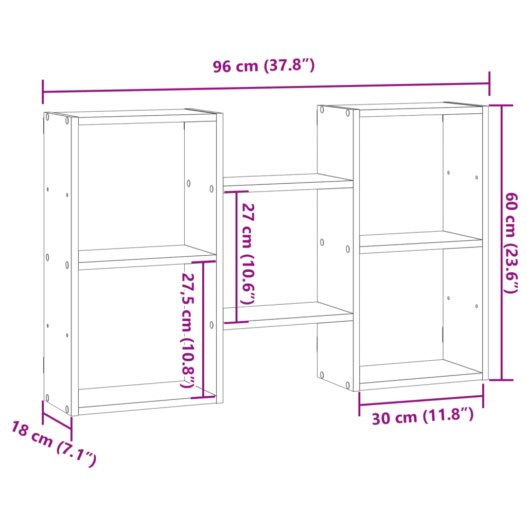 Wandregal Grau Sonoma 96x18x60 cm Holzwerkstoff