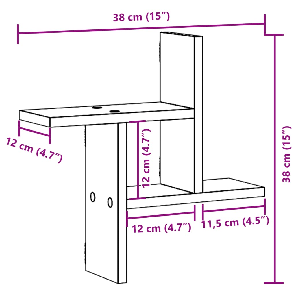 Wandregale 2 Stk. Weiß 38x12x38 cm Holzwerkstoff