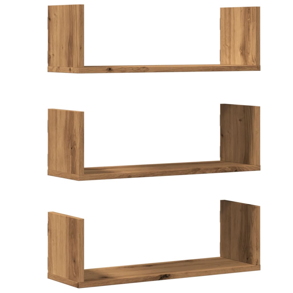 Wandregale 3 Stk. Artisan-Eiche 58x18x18 cm Holzwerkstoff