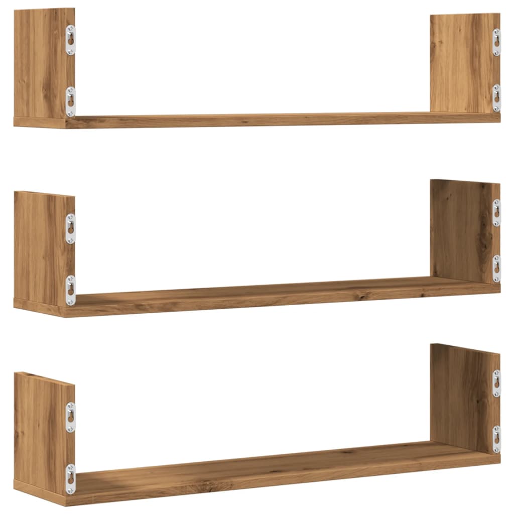 Wandregale 3 Stk. Artisan-Eiche 80x18x18 cm Holzwerkstoff