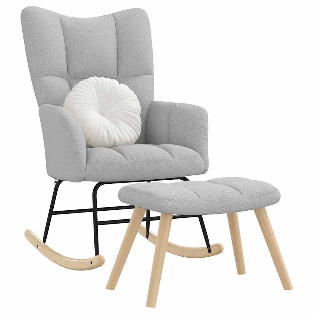 Schaukelstuhl mit Fußhocker Wolkengrauer Stoff