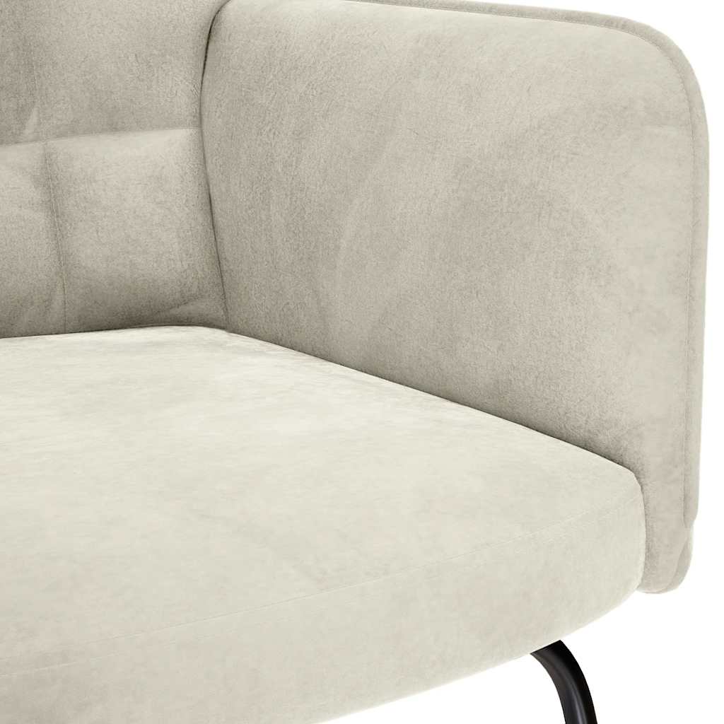 Schaukelstuhl mit Hocker Creme Samt