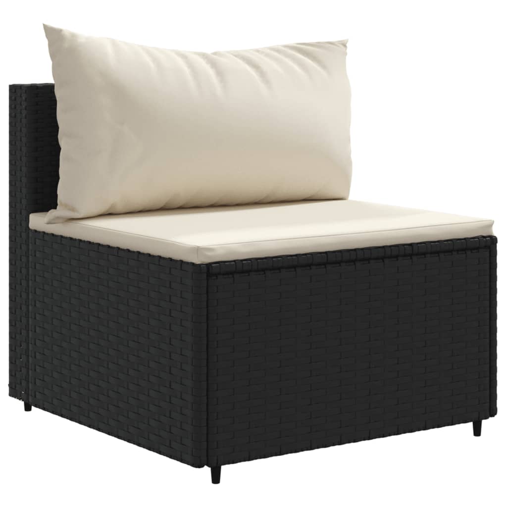 7-tlg. Garten-Lounge-Set mit Kissen Schwarz Poly Rattan