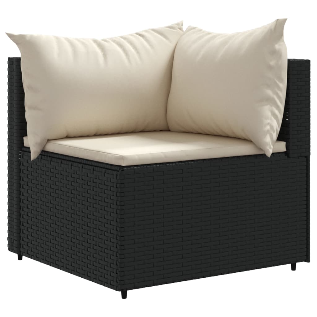 7-tlg. Garten-Lounge-Set mit Kissen Schwarz Poly Rattan