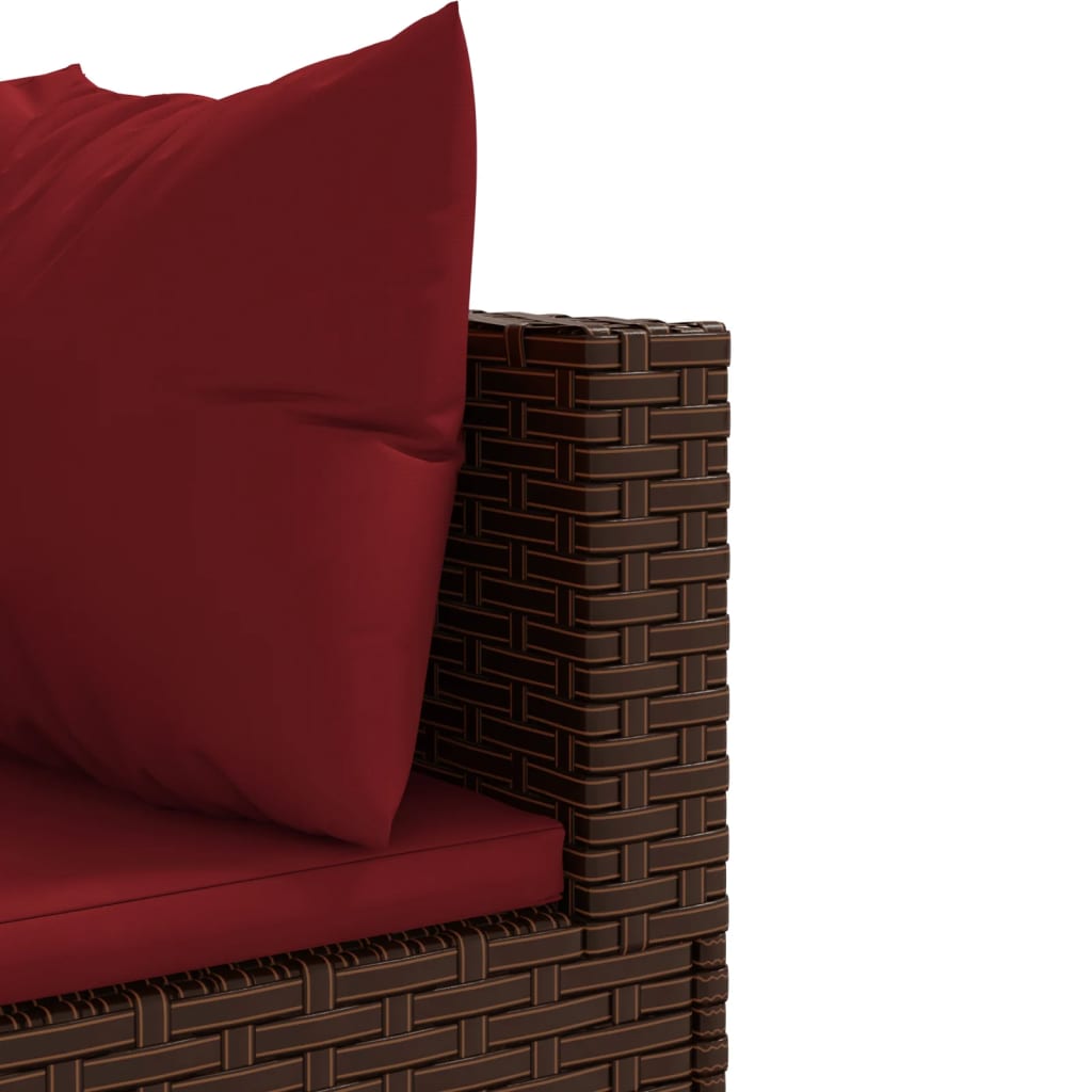 7-tlg. Garten-Lounge-Set mit Kissen Braun Poly Rattan