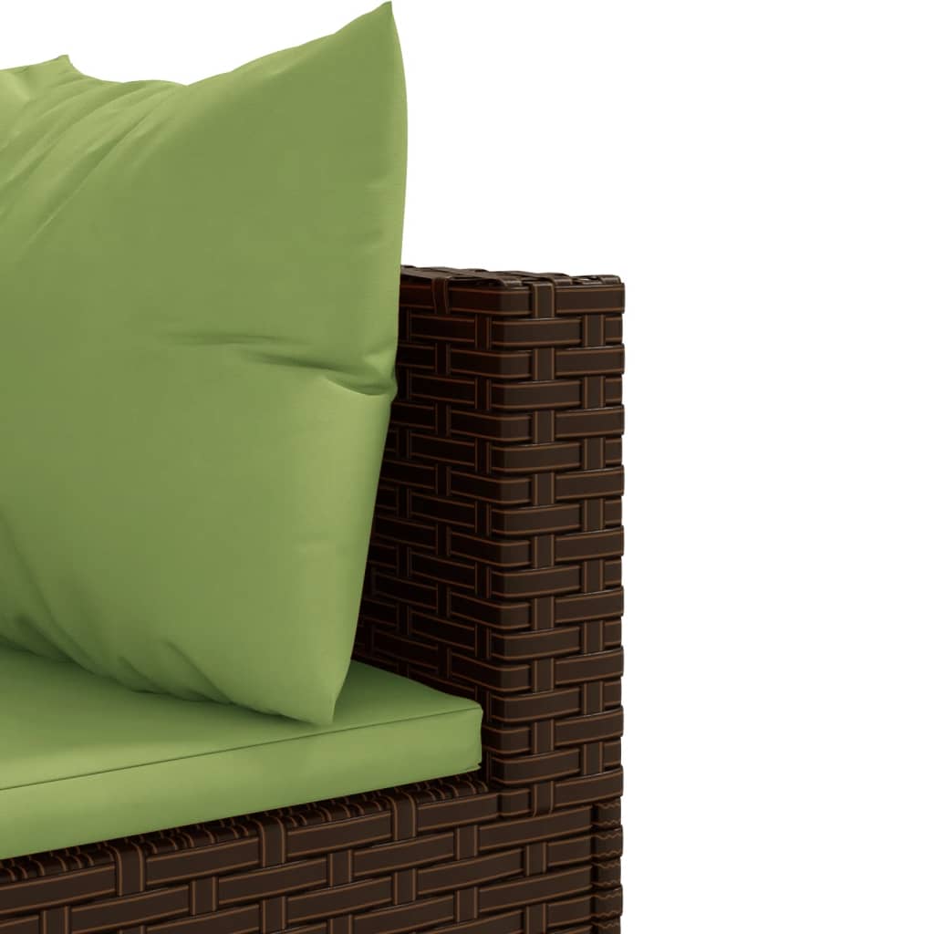 8-tlg. Garten-Lounge-Set mit Kissen Braun Poly Rattan