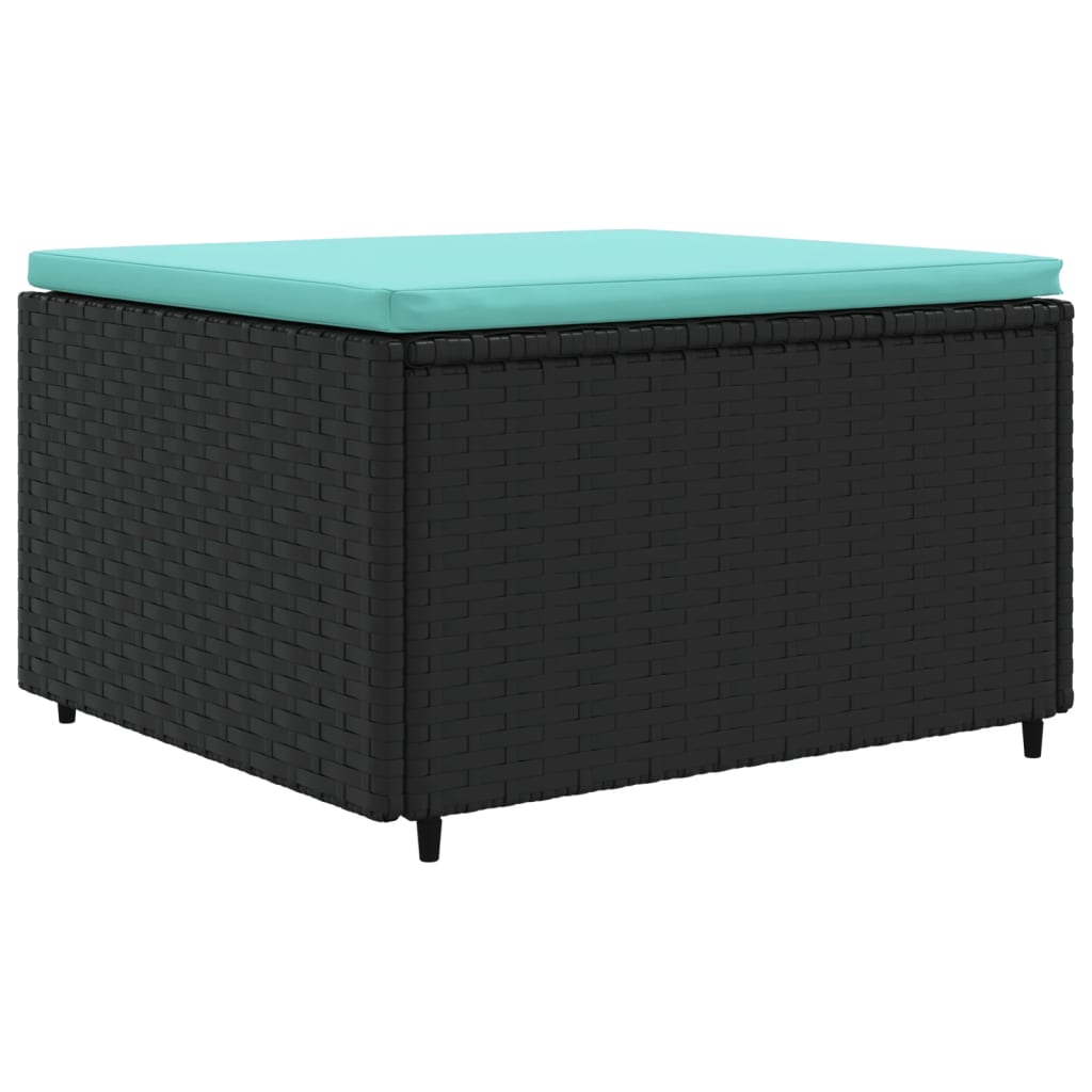 4-tlg. Garten-Lounge-Set mit Kissen Schwarz Poly Rattan