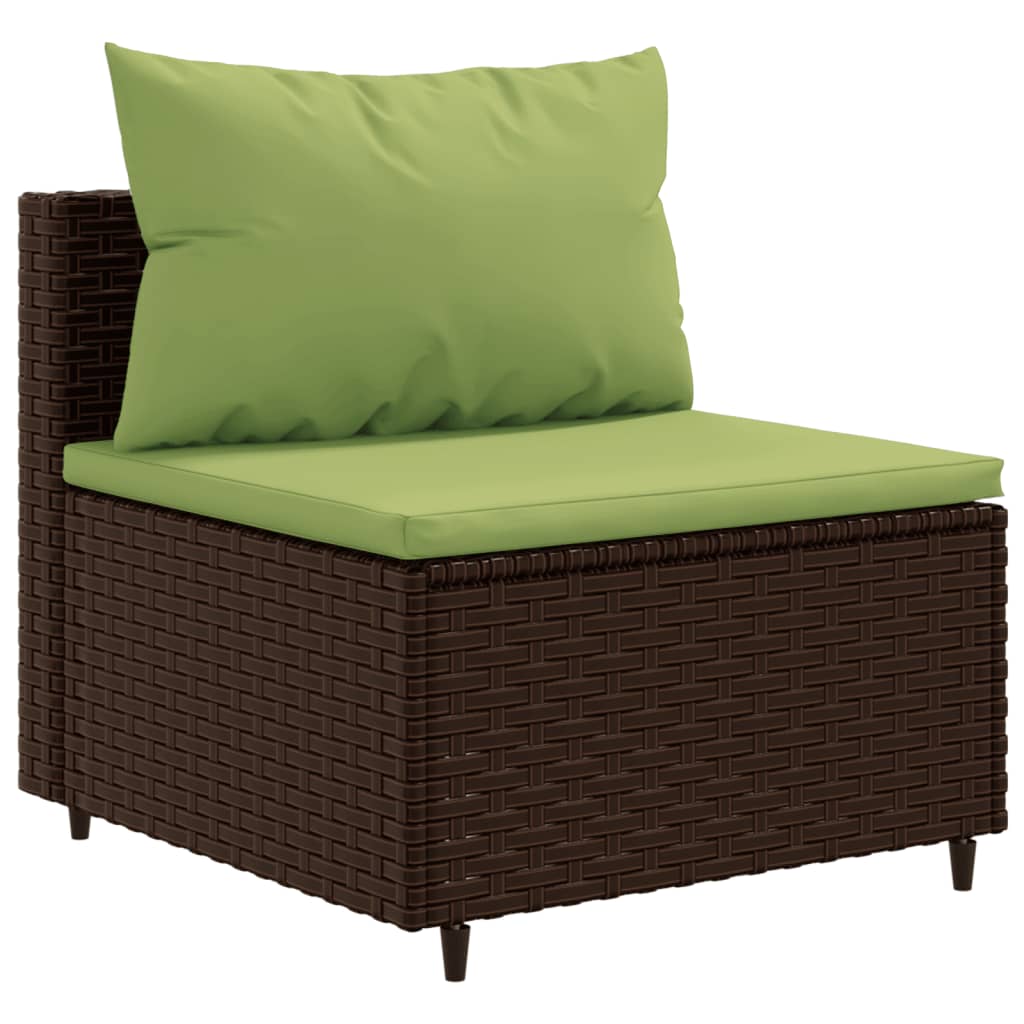 4-tlg. Garten-Lounge-Set mit Kissen Braun Poly Rattan