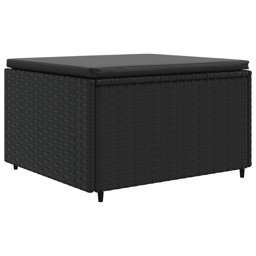 5-tlg. Garten-Lounge-Set mit Kissen Schwarz Poly Rattan