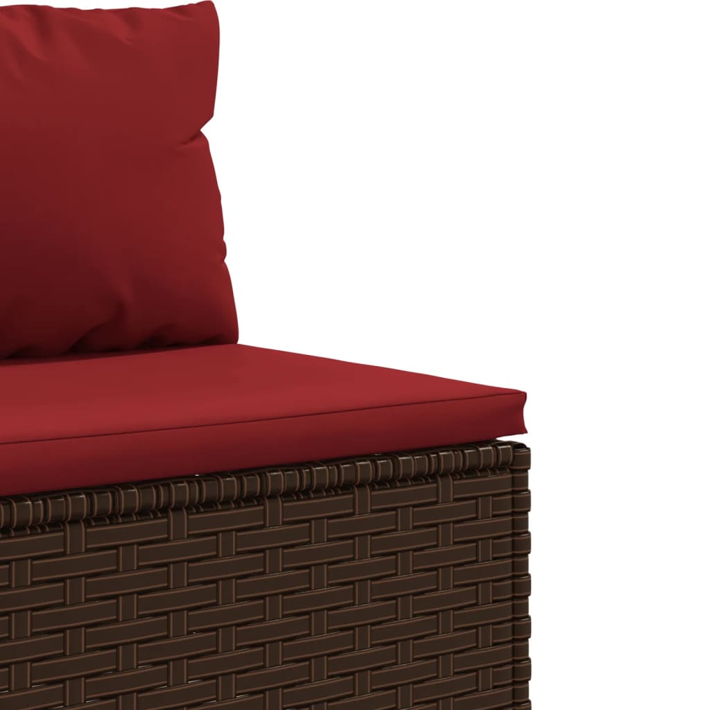 5-tlg. Garten-Lounge-Set mit Kissen Braun Poly Rattan