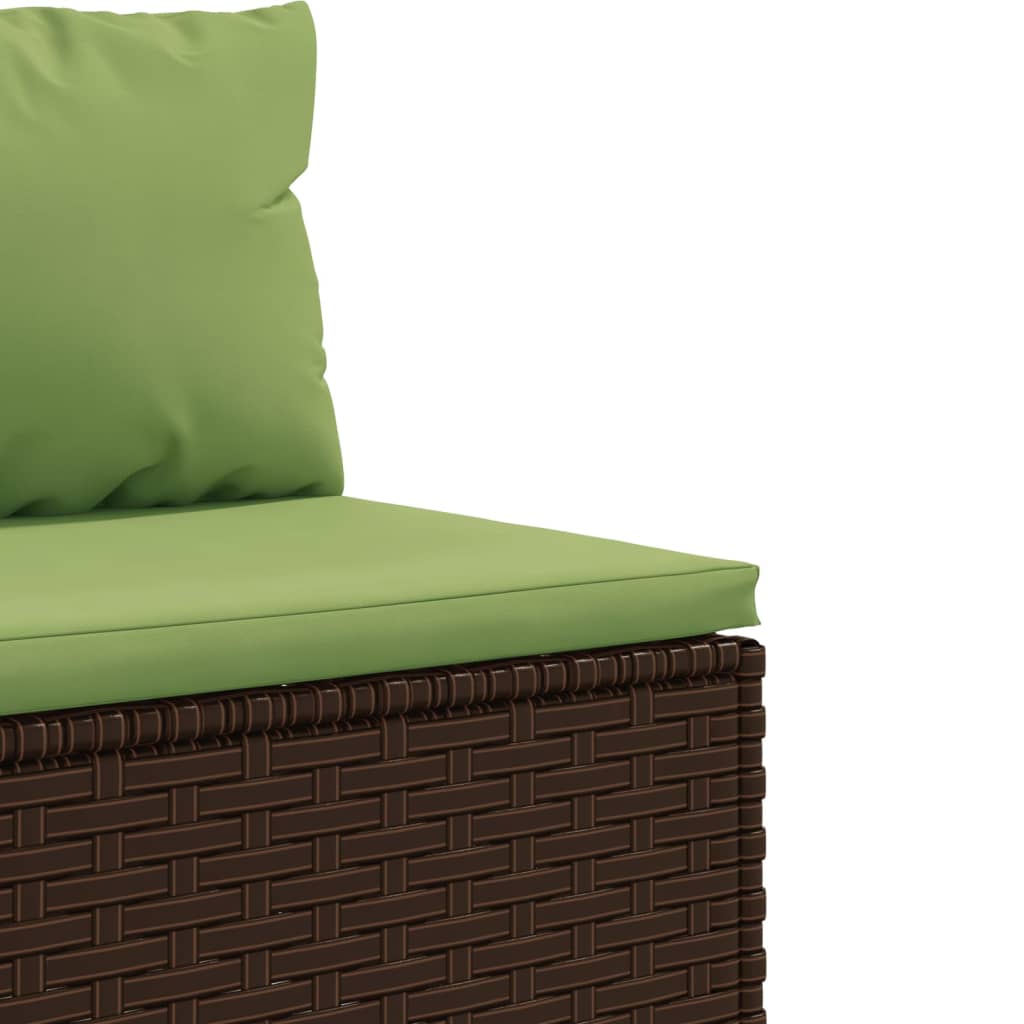 7-tlg. Garten-Lounge-Set mit Kissen Braun Poly Rattan