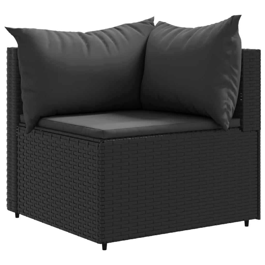 8-tlg. Garten-Lounge-Set mit Kissen Schwarz Poly Rattan