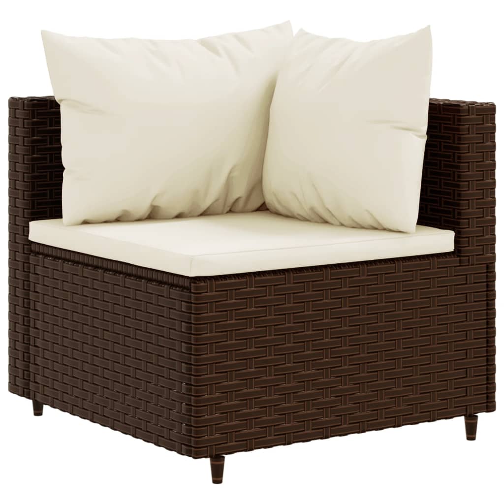 10-tlg. Garten-Lounge-Set mit Kissen Braun Poly Rattan