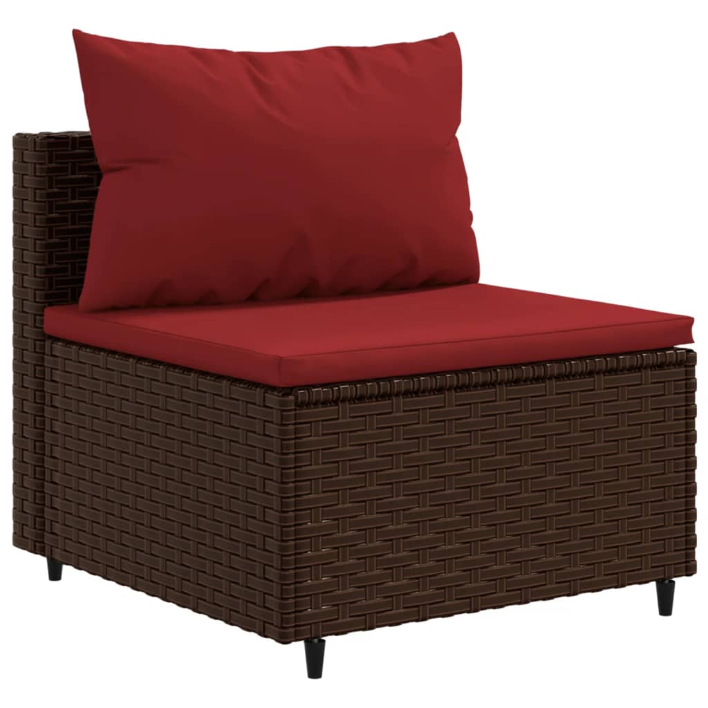 11-tlg. Garten-Lounge-Set mit Kissen Braun Poly Rattan