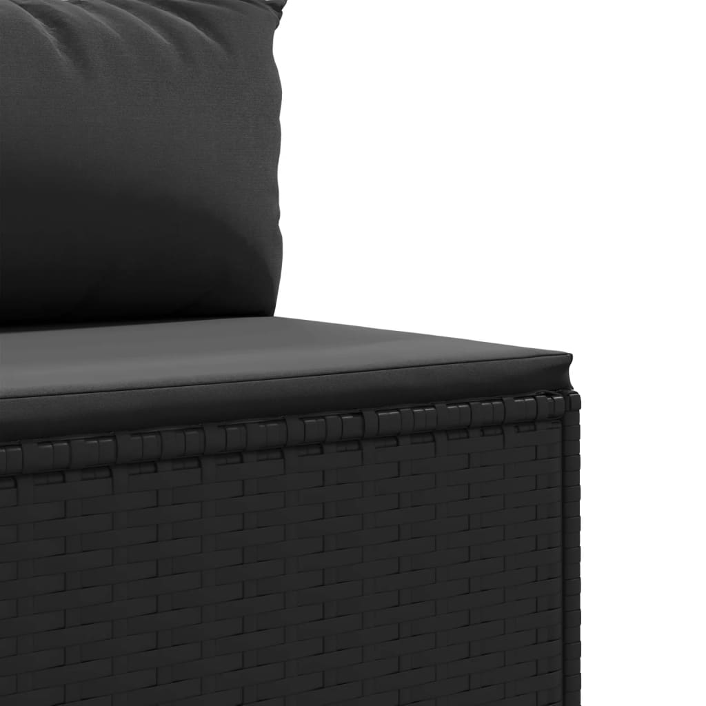 10-tlg. Garten-Sofagarnitur mit Kissen Schwarz Poly Rattan