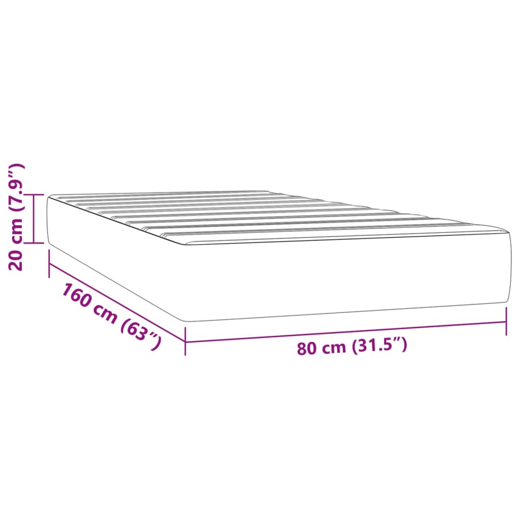 Taschenfederkernmatratze für Kinder Dunkelgrau 80x160 cm Stoff