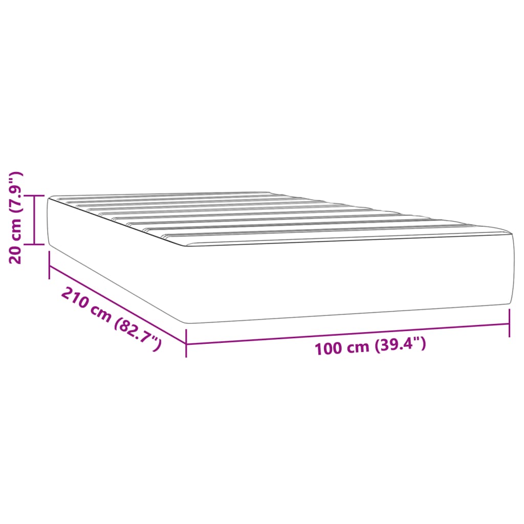 Taschenfederkernmatratze Rosa 100x210x20 cm Samt