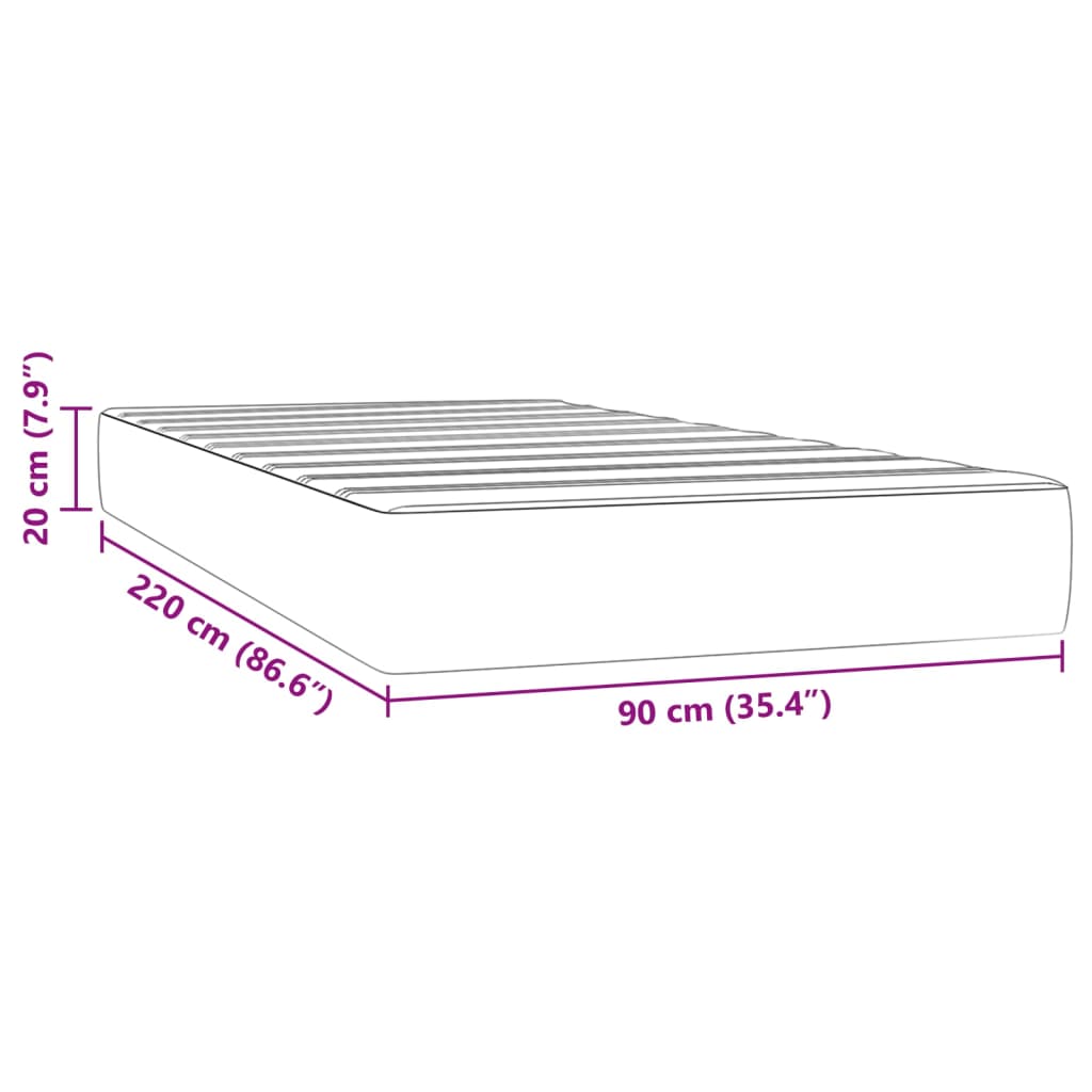 Taschenfederkernmatratze Dunkelblau 90x220x20 cm Samt