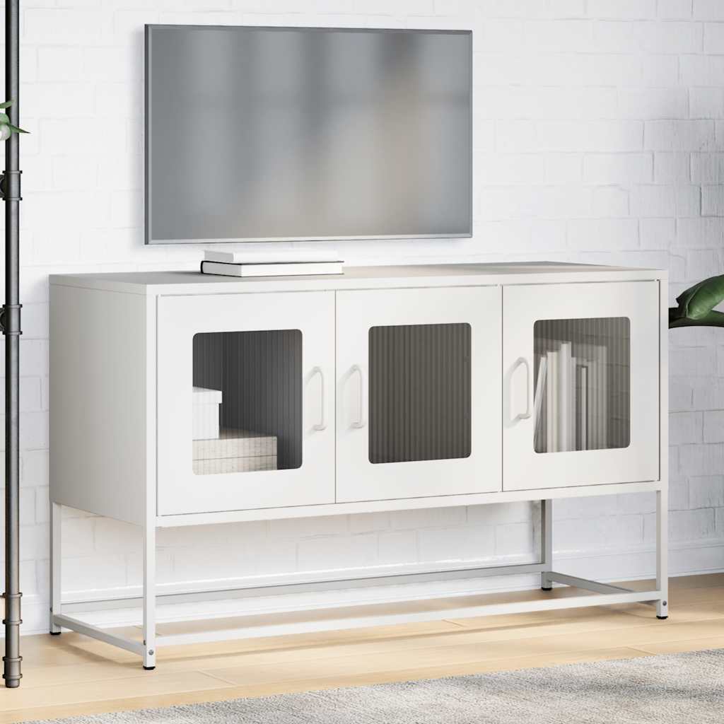 TV-Schrank Weiß 100,5x39x60,5 cm Kaltgewalzter Stahl