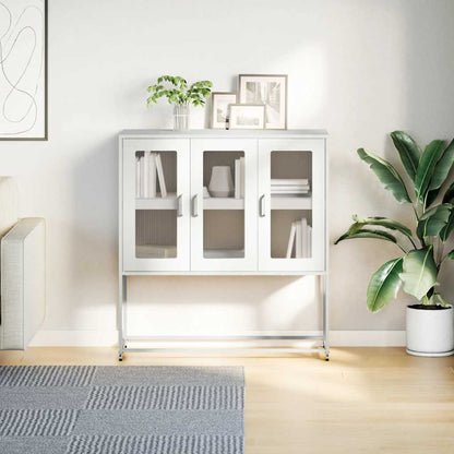 Sideboard Weiß 100,5x39x107 cm Kaltgewalzter Stahl