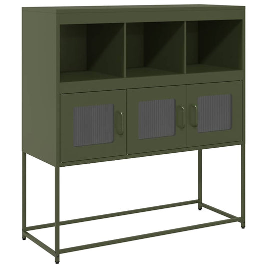 Sideboard Olivgrün 100,5x39x107 cm Kaltgewalzter Stahl