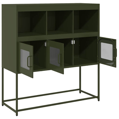 Sideboard Olivgrün 100,5x39x107 cm Kaltgewalzter Stahl