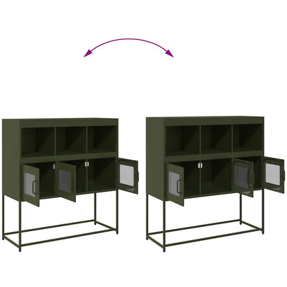 Sideboard Olivgrün 100,5x39x107 cm Kaltgewalzter Stahl