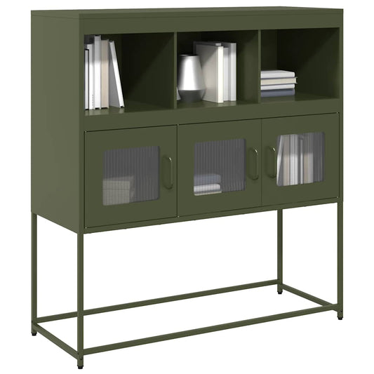 Sideboard Olivgrün 100,5x39x107 cm Kaltgewalzter Stahl