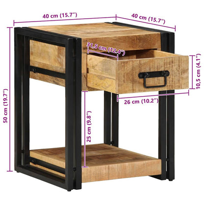 Nachttisch 40x40x50 cm Raues Mango-Massivholz