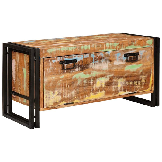 Schuhschrank mit Regal Braun 90 x 38 x 45 cm Massives Altholz