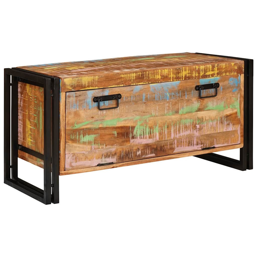 Schuhschrank mit Regal Braun 90 x 38 x 45 cm Massives Altholz