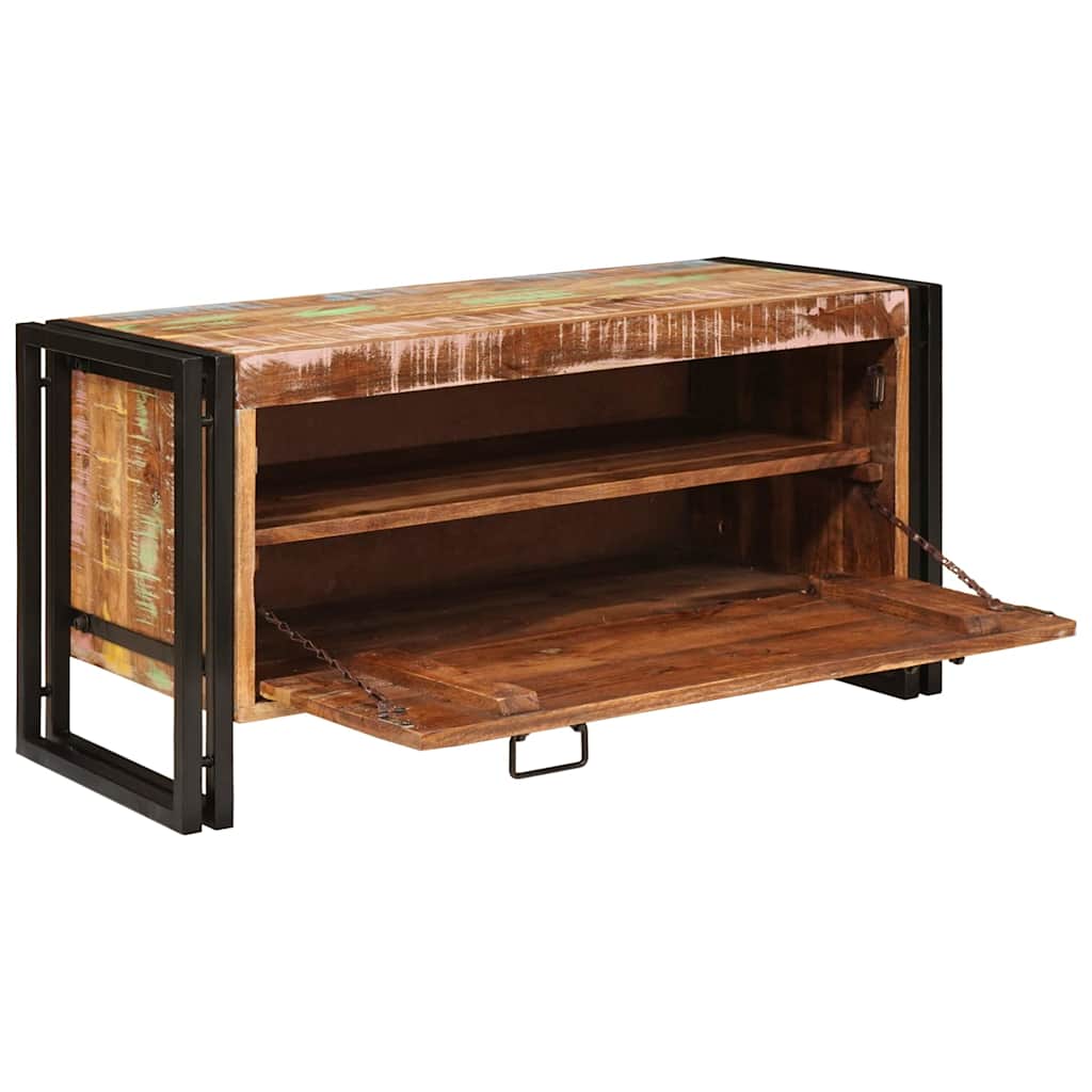 Schuhschrank mit Regal Braun 90 x 38 x 45 cm Massives Altholz