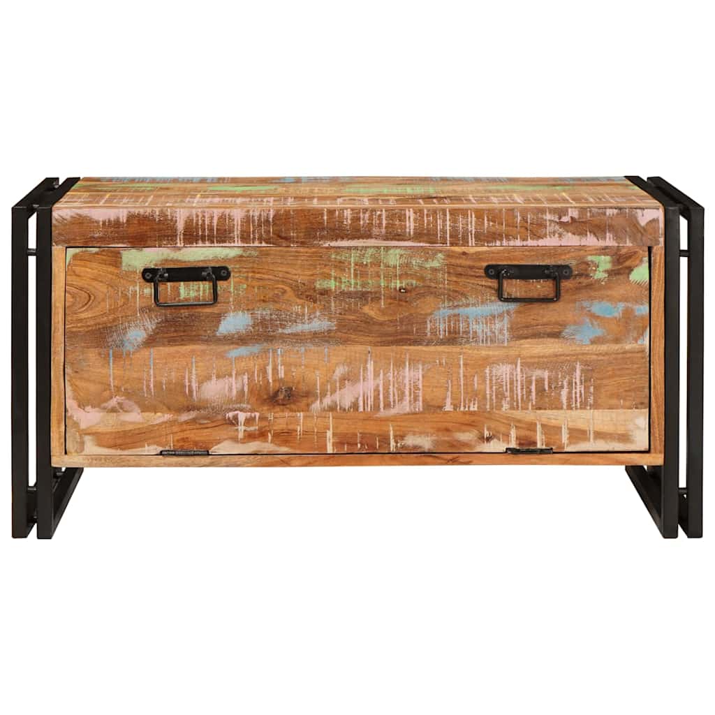 Schuhschrank mit Regal Braun 90 x 38 x 45 cm Massives Altholz