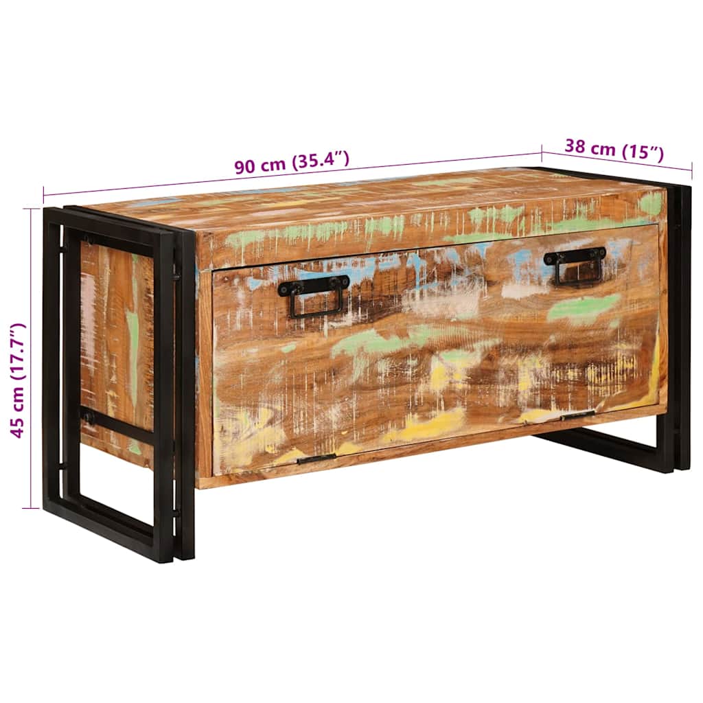 Schuhschrank mit Regal Braun 90 x 38 x 45 cm Massives Altholz