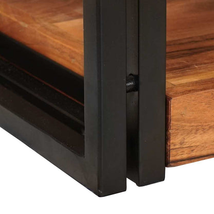Nachttisch Braun und Schwarz 38 x 33 x 58 cm Massivholz Akazie