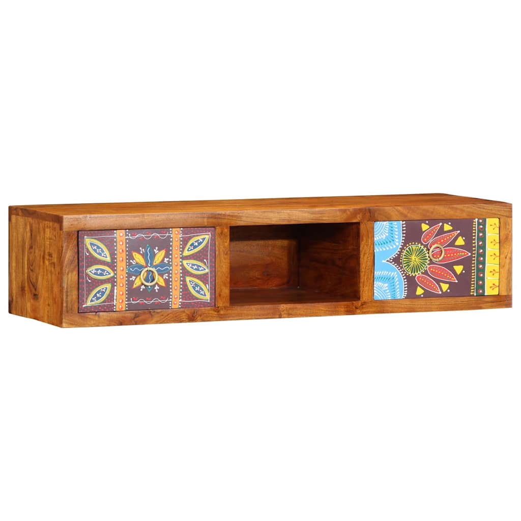 TV-Wandschrank Mehrfarbig 100x30x22 cm Massivholz Akazie